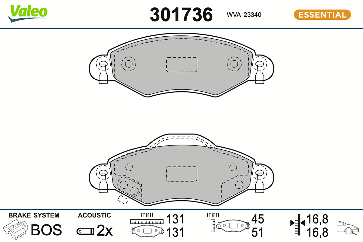 Jogo de 4 pastilhas de travão VALEO ref. 301736